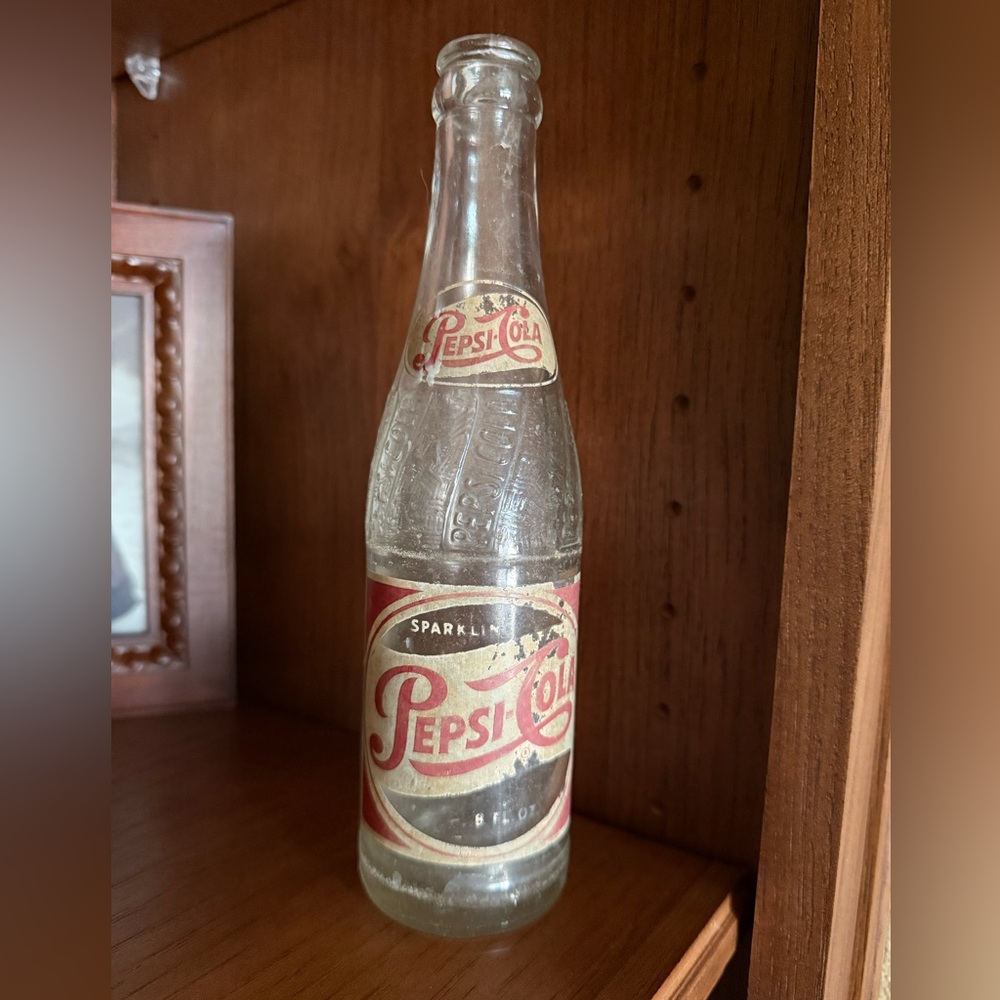 Vintage Pepsi Cola Glass Bottle with Red and White Label